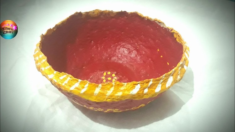 How to make bowl using newspaper and multani mitti,newspaper bowl,clay bowl,tokri ||Smart craft ||