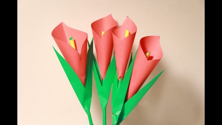 How to Make Calla Lily Paper Flower | Easy origami flowers for beginners