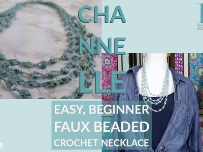 How to Make Chanelle Faux Beaded Crochet Chain & Puff Stitch Necklace Beginner Easy Pattern