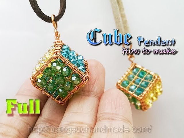 How to make cube pendant from copper wire and small stone - full (slow) 365