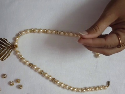 How To Make Designer Pearl Necklace with Studs at Home || necklace jewelry design