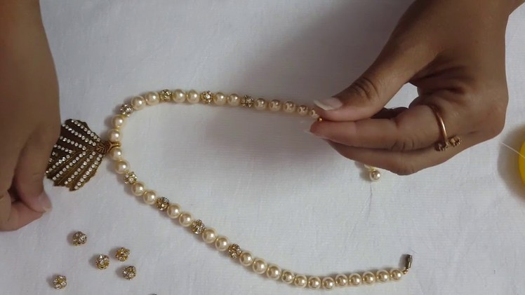 How To Make Designer Pearl Necklace with Studs at Home || necklace jewelry design