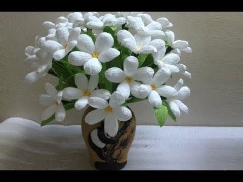How to make handmade paper flower - Easy paper flowers crepe (foget me not). DIY Mother's day craft