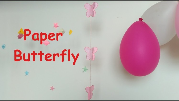 How to make hanging paper butterfly. Paper butterfly for beginners. Decoration Butterfly