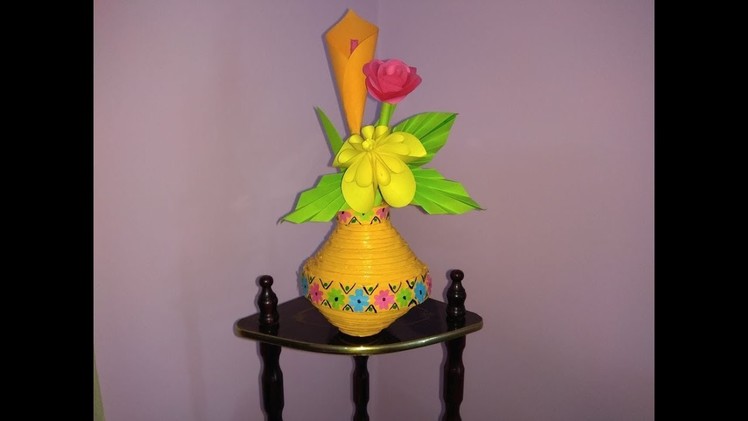 How to make newspaper flower vase | DIY newspaper crafts | Flower pot
