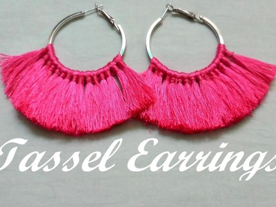 How to make silk thread earrings at home.Red Tassel earrings.Creation&You
