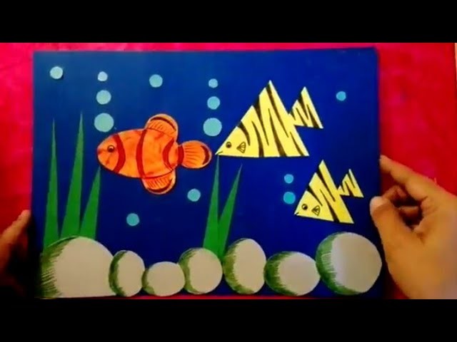 How to make underwater scenery using geometrical shapes for kids - Step by step tutorial
