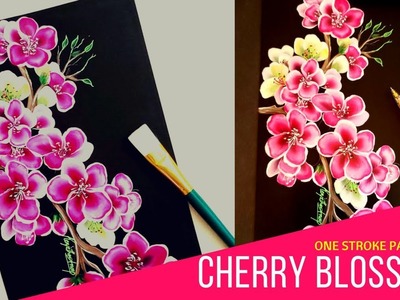How to paint easy Cherry Blossom ???????? | one stroke painting cherry blossom |????????  Acrylic painting