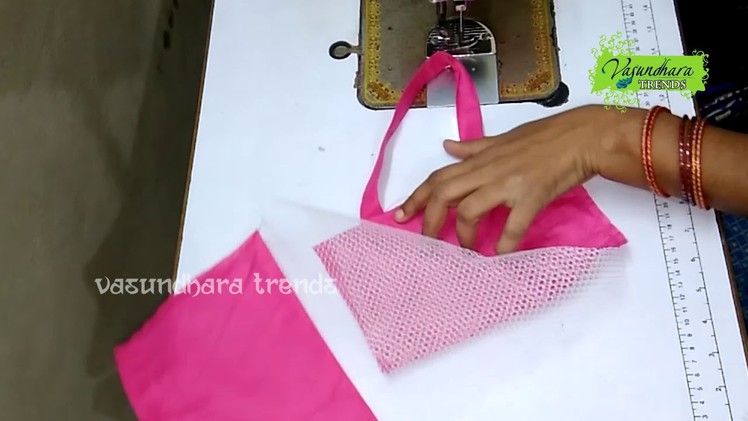 How To Stitch.Sew Bag With Can Can Net Fabric || How To Make Net Fabric Bag At Home