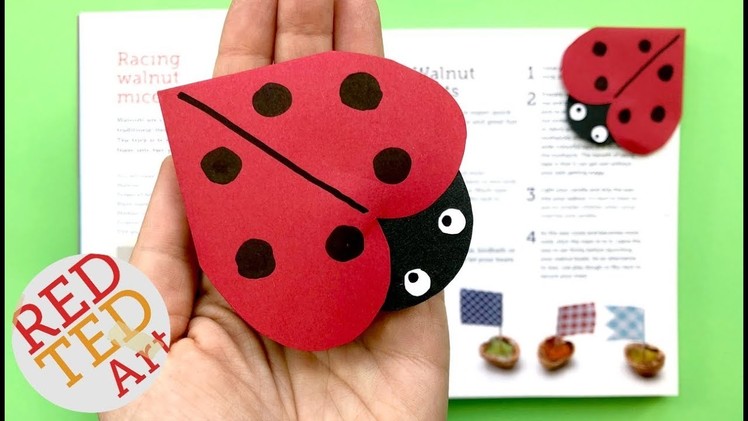 Ladybug Corner Bookmark DIY - How to make a Corner Bookmark Summer - Ladybird Bookmark How To