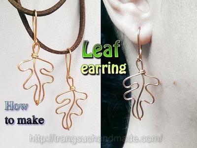 Leaf earring - How to make handmade copper wire jewelry 361
