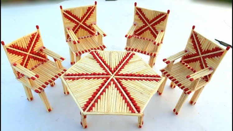 Match stick art : how to make chair and table by useing matchstick,match stick dining table making.