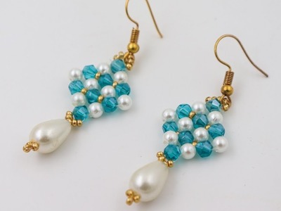 Aquamarine Beaded Earrings.How To Make Beaded Earrings.Handmade Jewelry.Easy & Quick Craft