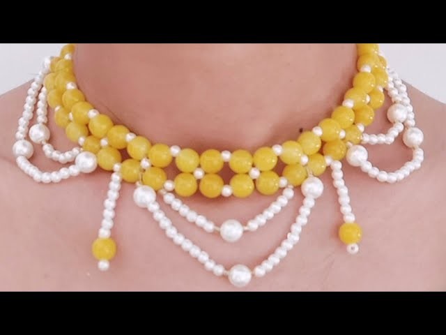 DIY beaded necklace|beaded jewellery |beads pattern