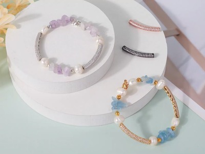 DIY Gemstone Beads Memory Wire Bracelet | Fashewelry