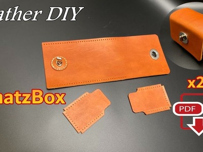X2 PDF Pattern - Leather Coin Box - Leather Craft - DIY Schmuck Box aus echtem Leder