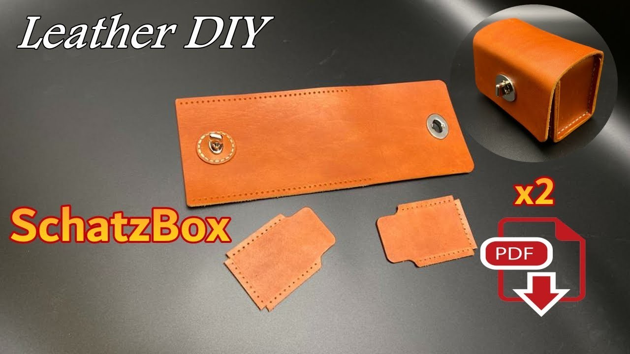 X2 PDF Pattern - Leather Coin Box - Leather Craft - DIY Schmuck Box aus echtem Leder