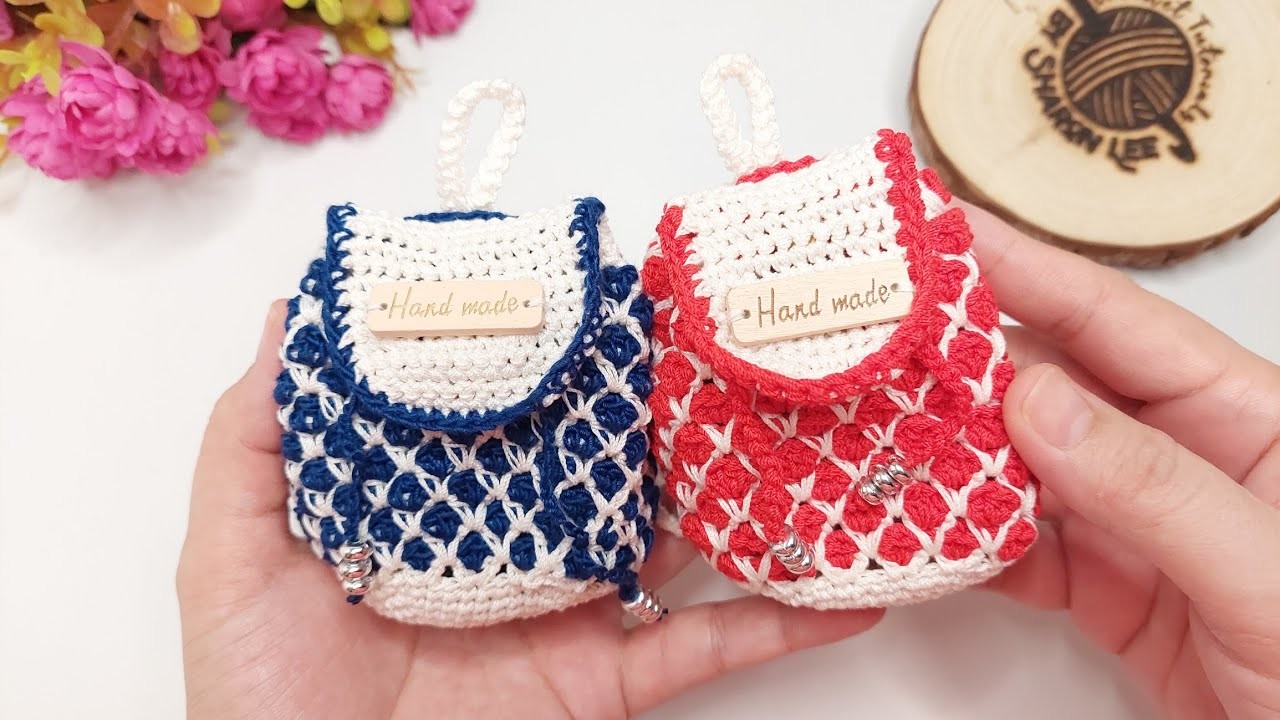 Graduation Gift Idea | How to Crochet Mini BackPack (with subtitles)