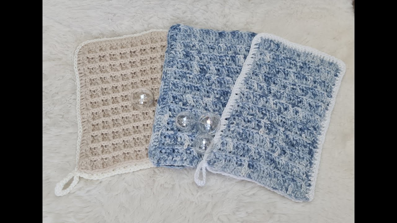 How to Crochet : a Wash Mitt with the Waffle Stitch