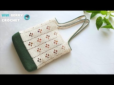 ????Super Easy DIY Crochet Bag | Crochet Tote Bag | Amazing 2 Tones Shoulder Bag | ViVi Berry Crochet
