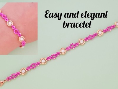 Super easy bracelet.Simple and elegant bracelet.Beaded bracelet making at home.Handmade.Diy Beading