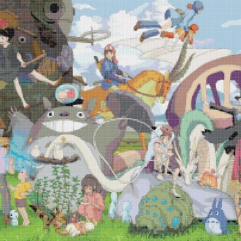 counted Cross stitch pattern ghibli characters Miyazaki 358*202 stitches CH951