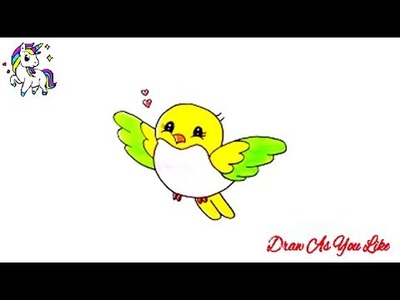 How to Draw Cute Bird, Easy Drawings