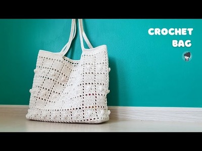 Easy DIY Crochet Tote Bag | Crochet Bag Tutorial | Popcorn Stitch Market Bag | ViVi Berry Crochet
