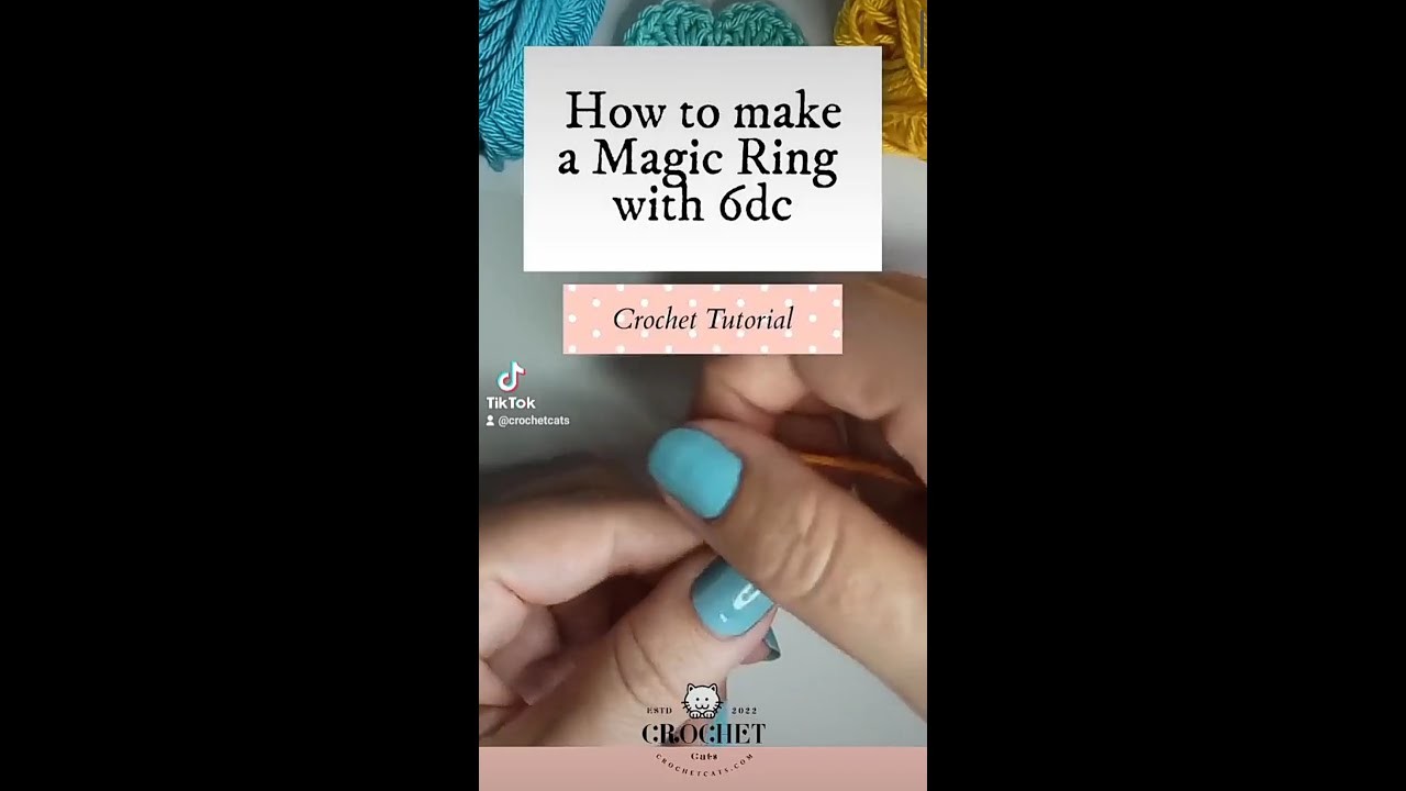 Easy Magic Ring for beginners with 6 double crochet (MR, 6dc) #crochettutorial #shorts