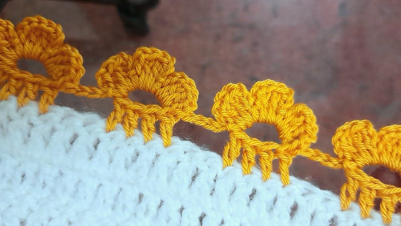 Crochet flower edging. edges. borders for beginners. crochet lace patterns