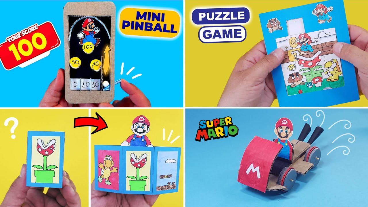4 BEST Super Mario DIY. How to make Paper Game with Super Mario. Easy paper crafts for fans