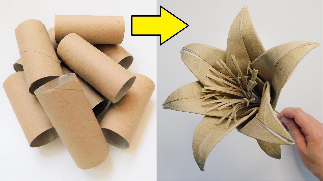 Super Easy Toilet Paper Roll Origami. Paper Lilly Flowers DIY. Origami Flower Tutorial