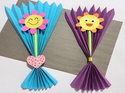 Diy paper flower bouquet. Birthday Gift ideas. Flower bouquet making at home