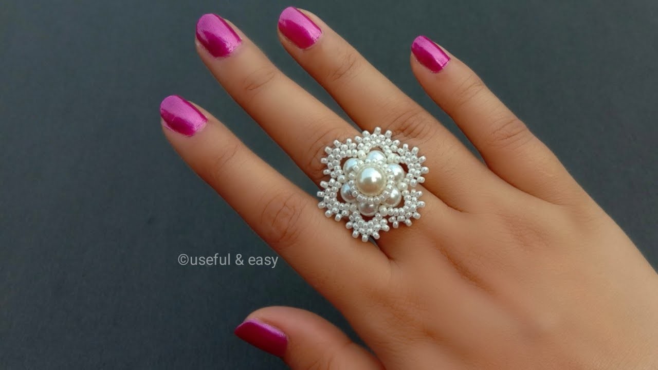 How To Make A Ring At Home.Pearl Finger Ring.Jewelry Making. Useful & Easy