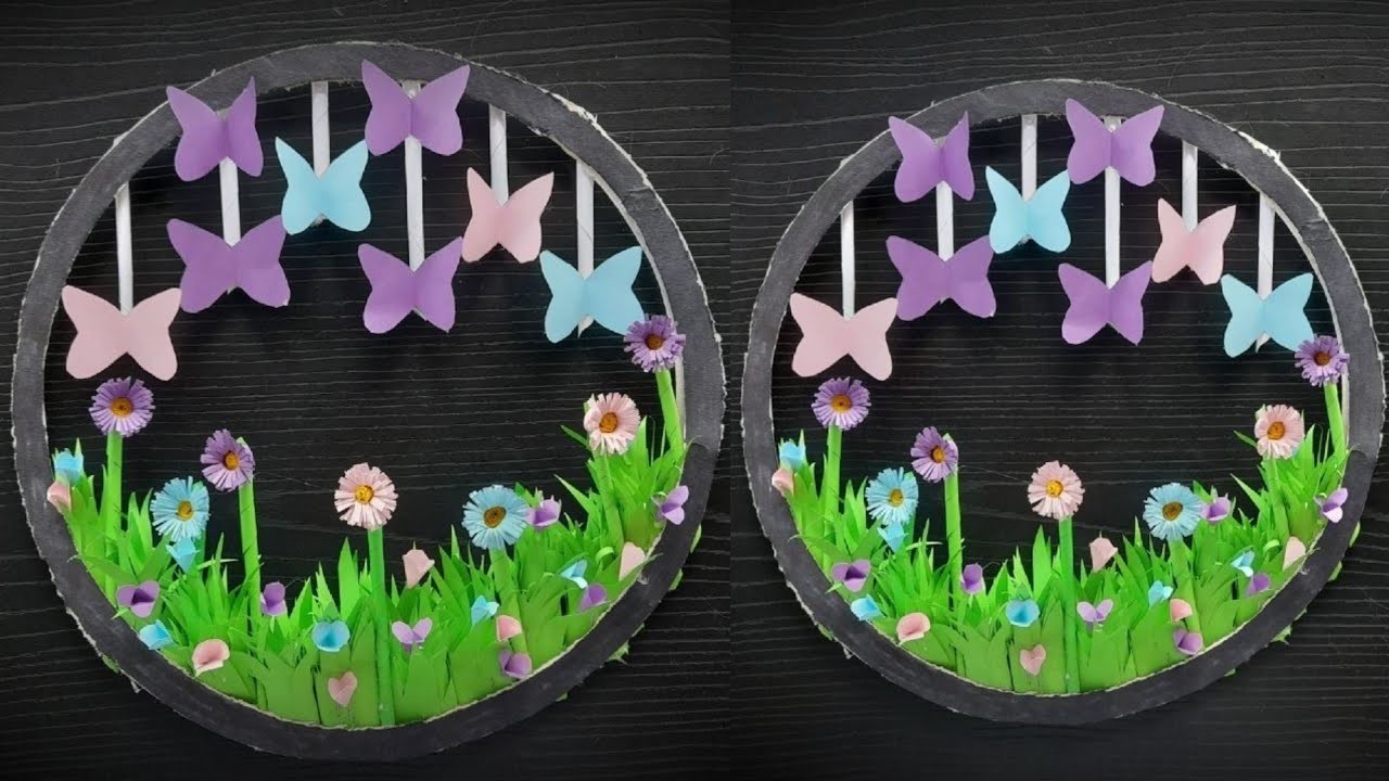 Como hacer un Jardin de mariposas y flores fácil de hacer. Manualidades fáciles. Origami