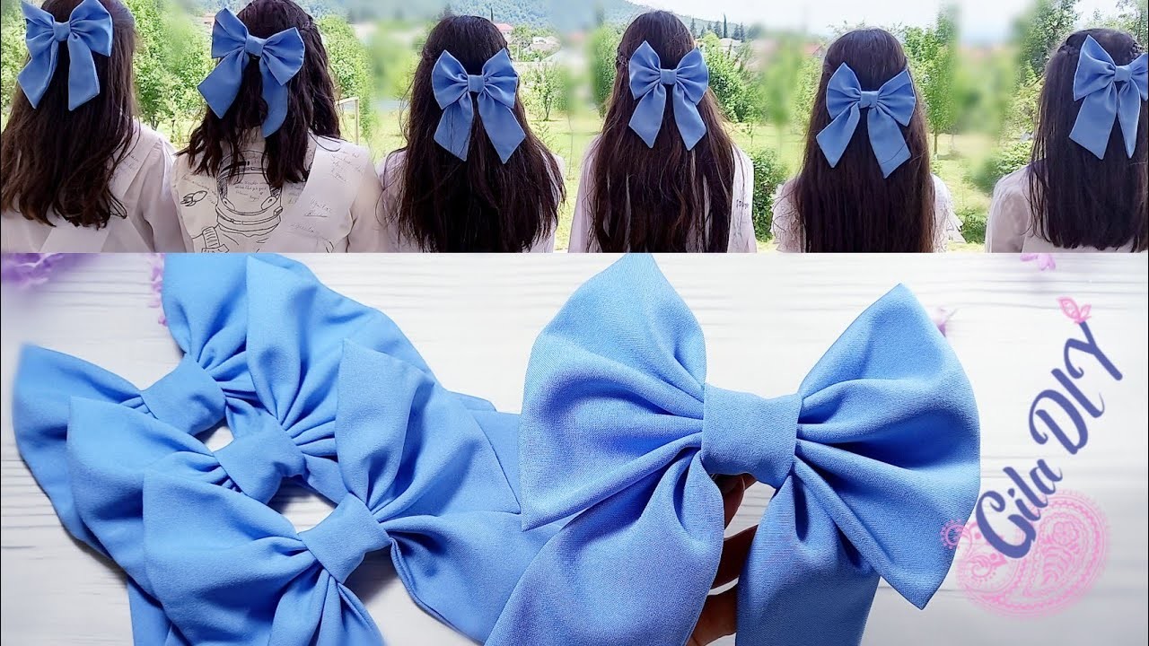 Hair Accessories-Sailor Hair Bow Tutorial, DIY How to Make a Fabric Bow, Hair Clip, Lazos de tela