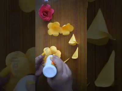 Paper Rose Flower. Paper Flower making. Realistic Rose Paper Craft. #shorts #paperrose #paperflower