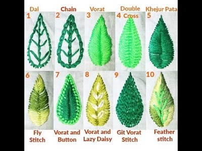 Hand Embroidery 2022 - New 10 Different Types of Leaf Design Embroidery - NasimaArts