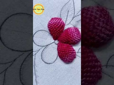 Hand Embroidery: 3D petals.Amazing Embroidery Stitches For Beginners.Guide to Sewing. #shorts