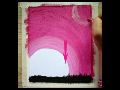 Easy Scenery Drawing with Oil Pastel #shorts #funcrafts