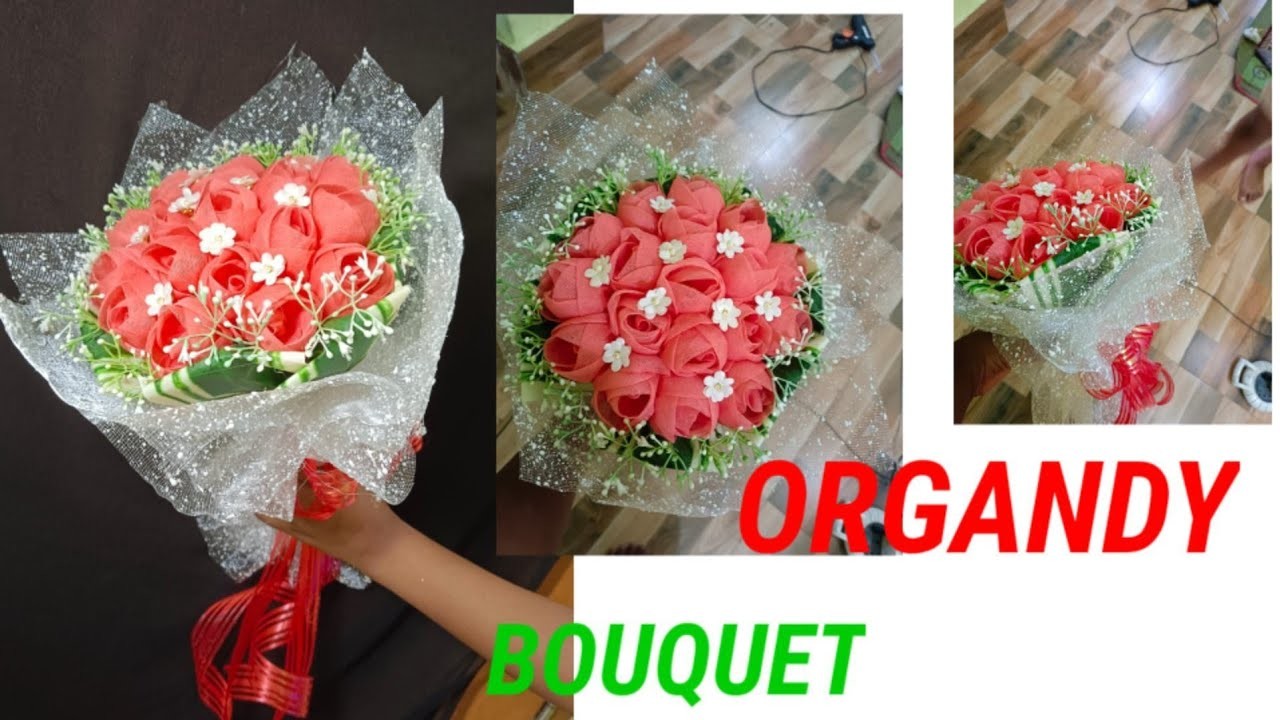 How to make pitch colour organdy bouquets for wedding