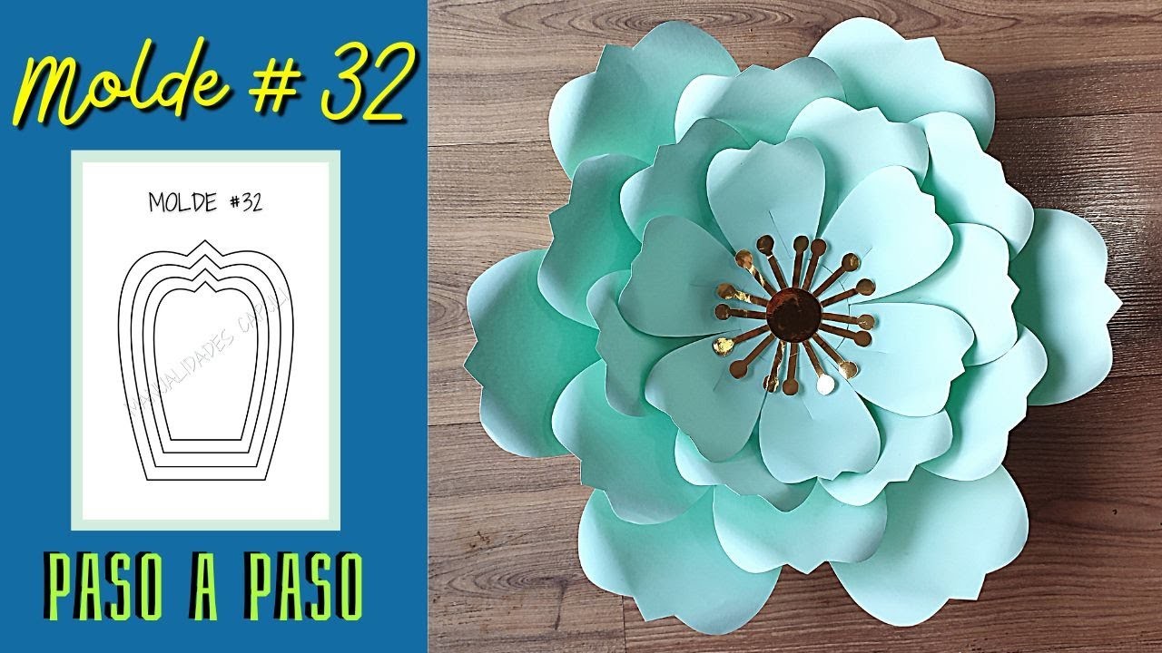 Como Hacer Flores de Papel Paso a Paso (Molde 32)