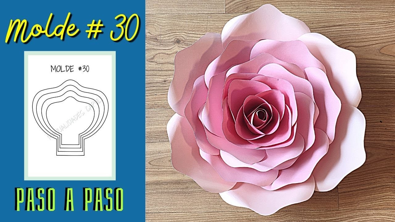 Como Hacer Flores de Papel Paso a Paso (Molde 30)