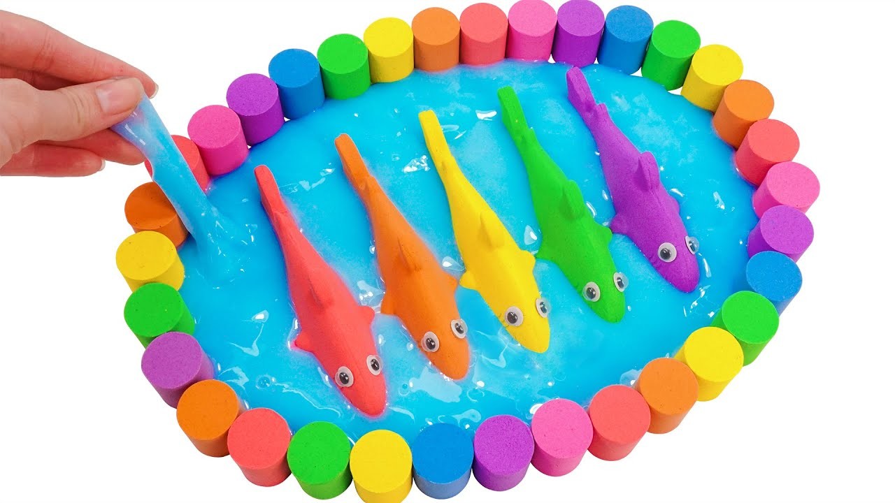 Satisfying Video l DIY How To Make Rainbow Baby Shark With Kinetic Sand & Slime Cutting ASMR