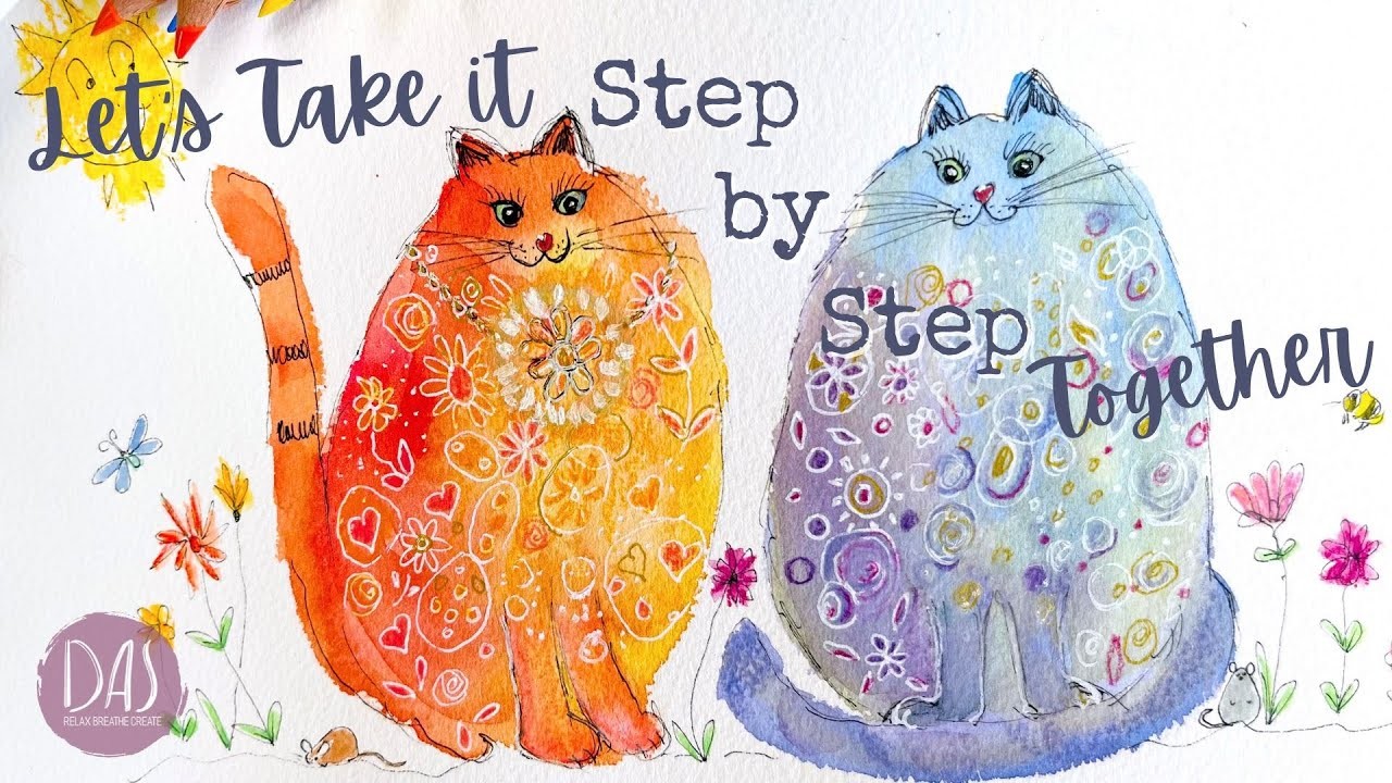 How to Draw, Paint and Embellish Cute Cats in Watercolor - Easy Step by Step Tutorial for Beginners