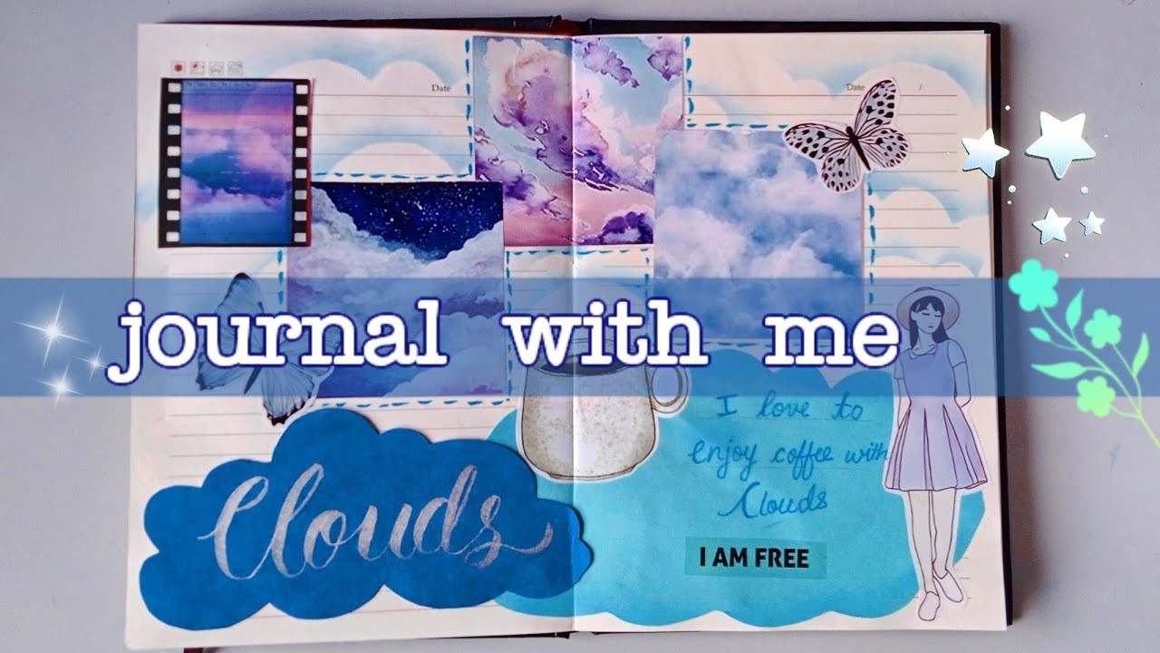 Journal with me :Cloud theme ☁ #journal #scrapbooking #jounalling #shorts