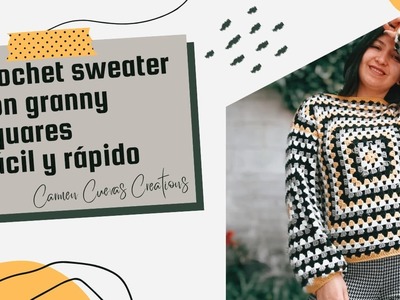 July Crochet Sweater con Granny Squares - Tutorial Fácil y Rápido ????????????