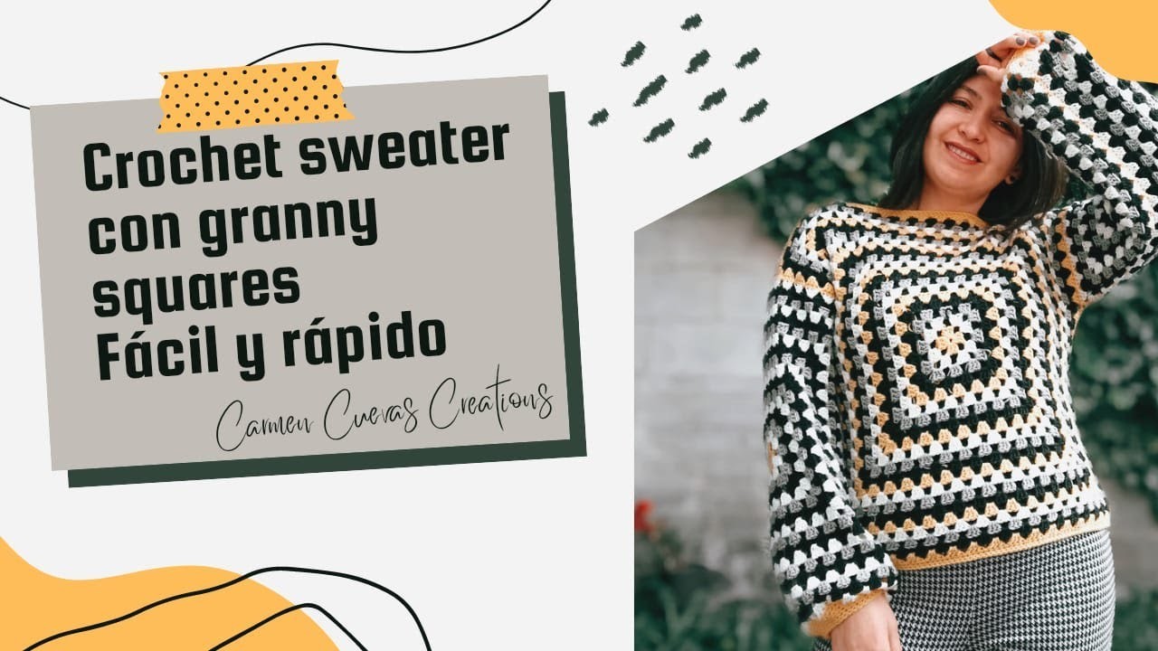 July Crochet Sweater con Granny Squares - Tutorial Fácil y Rápido ????????????