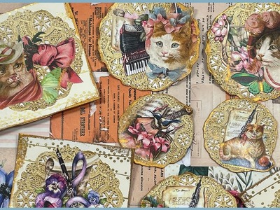 ????????Victorian style embellishments for cat lovers | junk journal craft with me #junkjournaljuly