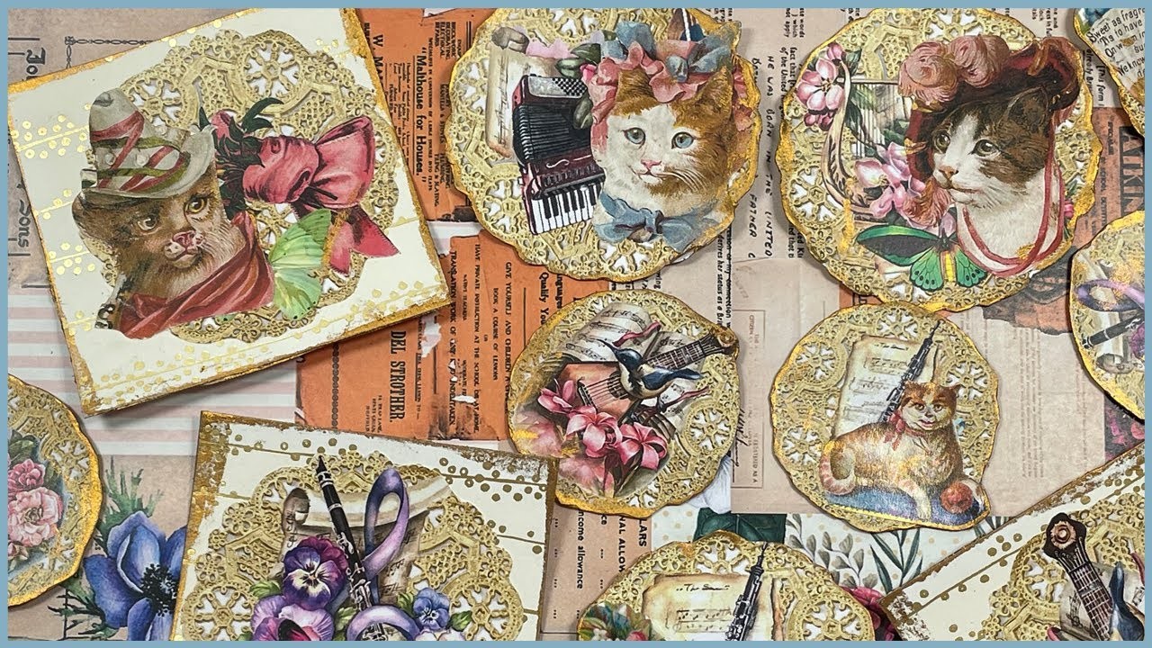 ????????Victorian style embellishments for cat lovers | junk journal craft with me #junkjournaljuly